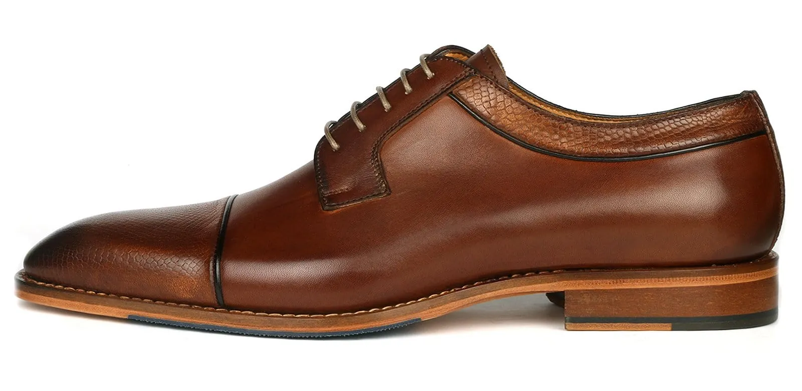 Stratford Snakeskin Cap Toe Derby Tan