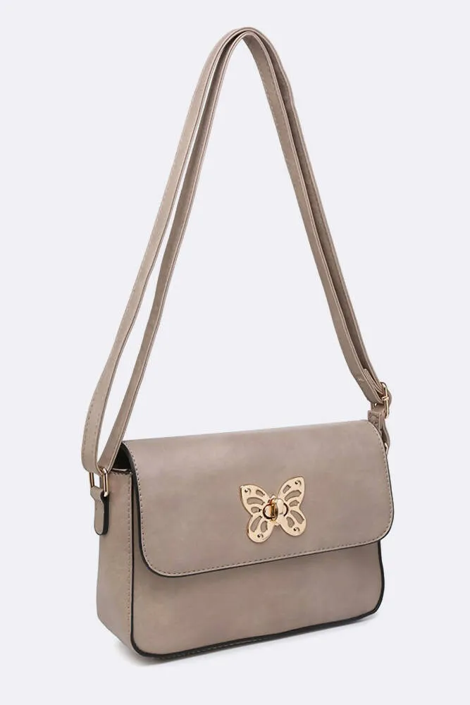 Stylish Gold Butterfly Buckle Cross Body Bag