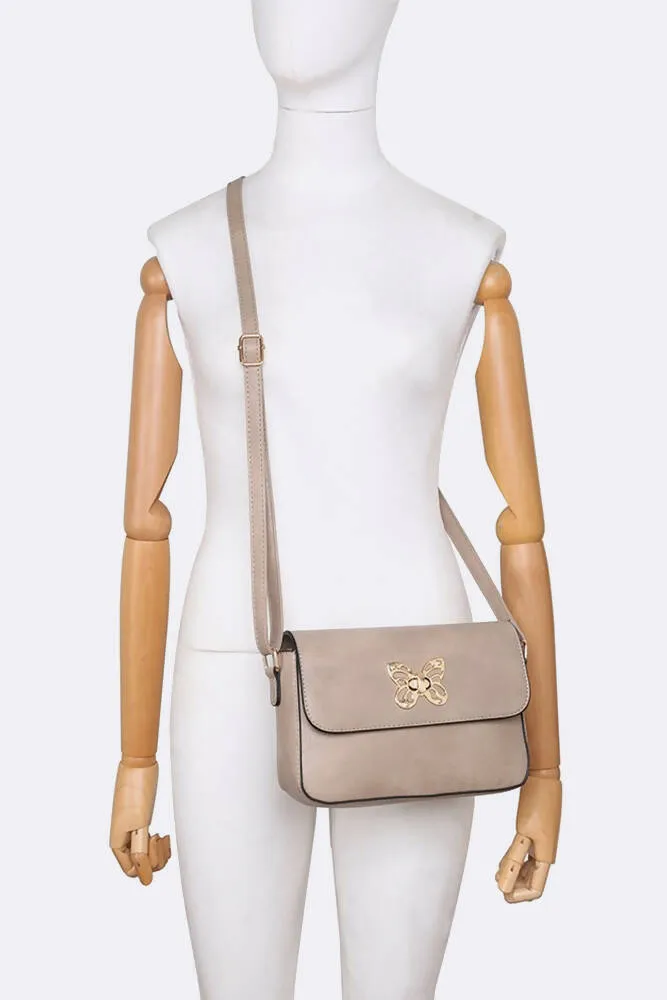 Stylish Gold Butterfly Buckle Cross Body Bag