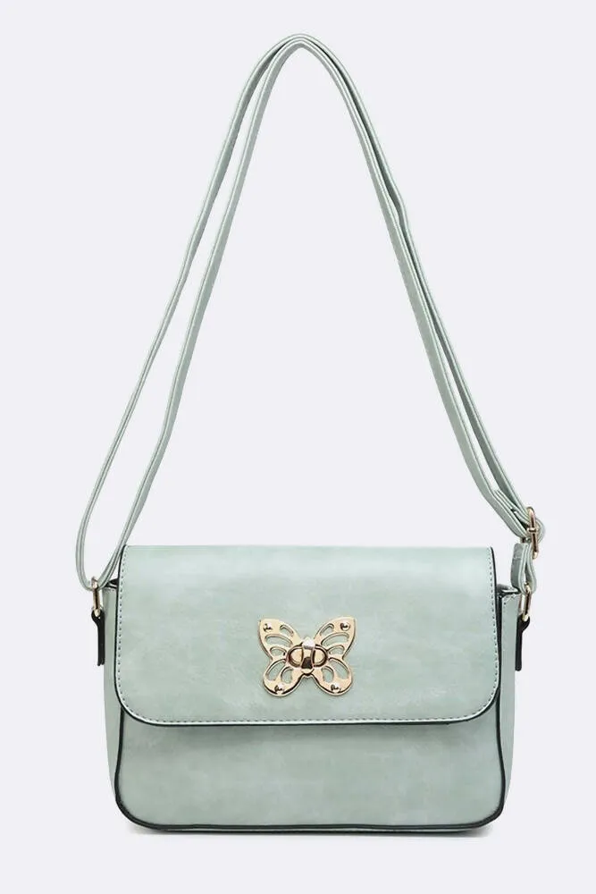 Stylish Gold Butterfly Buckle Cross Body Bag