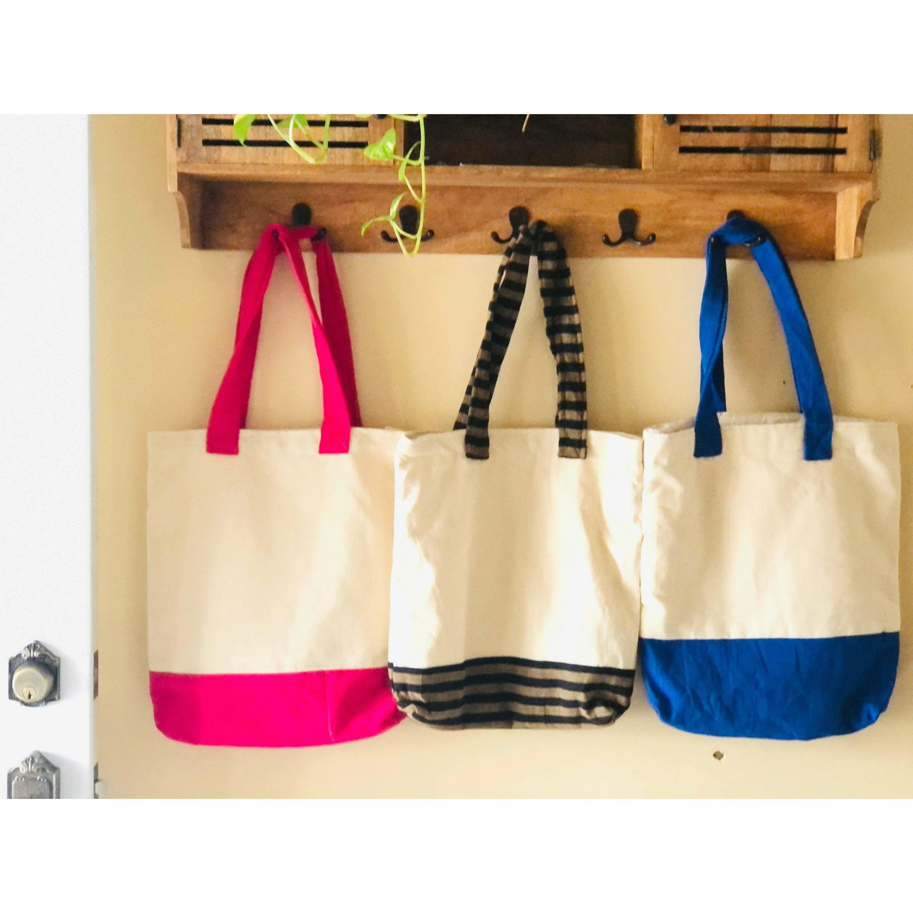 Upcycle Cotton Tote Bags Pink, Eco Friendly Grocery Bags