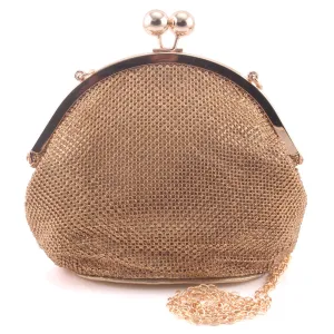 Women "PRUDIE" Hand Strap Textured Embellished Kiss-Lock Ladies Clutch