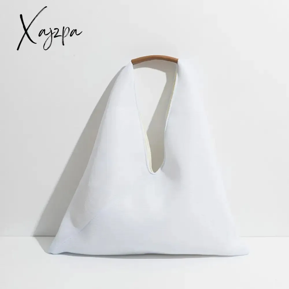 Xajzpa - Brand Women Tote Hobo Handbag Triangle Design Summer Mesh Net Beach Bag Lightweight Elegant Portable Shoulder Purse