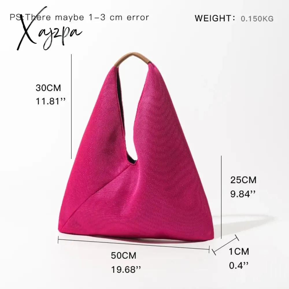 Xajzpa - Brand Women Tote Hobo Handbag Triangle Design Summer Mesh Net Beach Bag Lightweight Elegant Portable Shoulder Purse