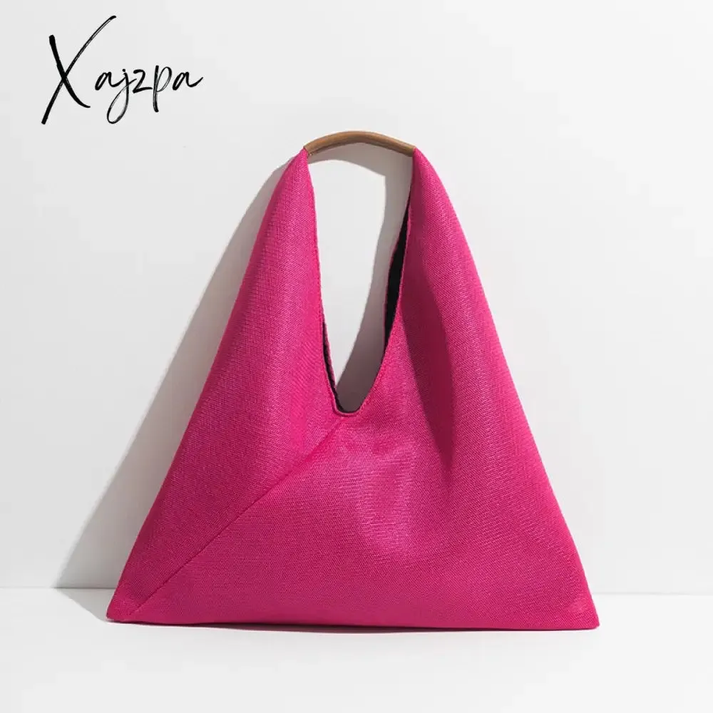 Xajzpa - Brand Women Tote Hobo Handbag Triangle Design Summer Mesh Net Beach Bag Lightweight Elegant Portable Shoulder Purse